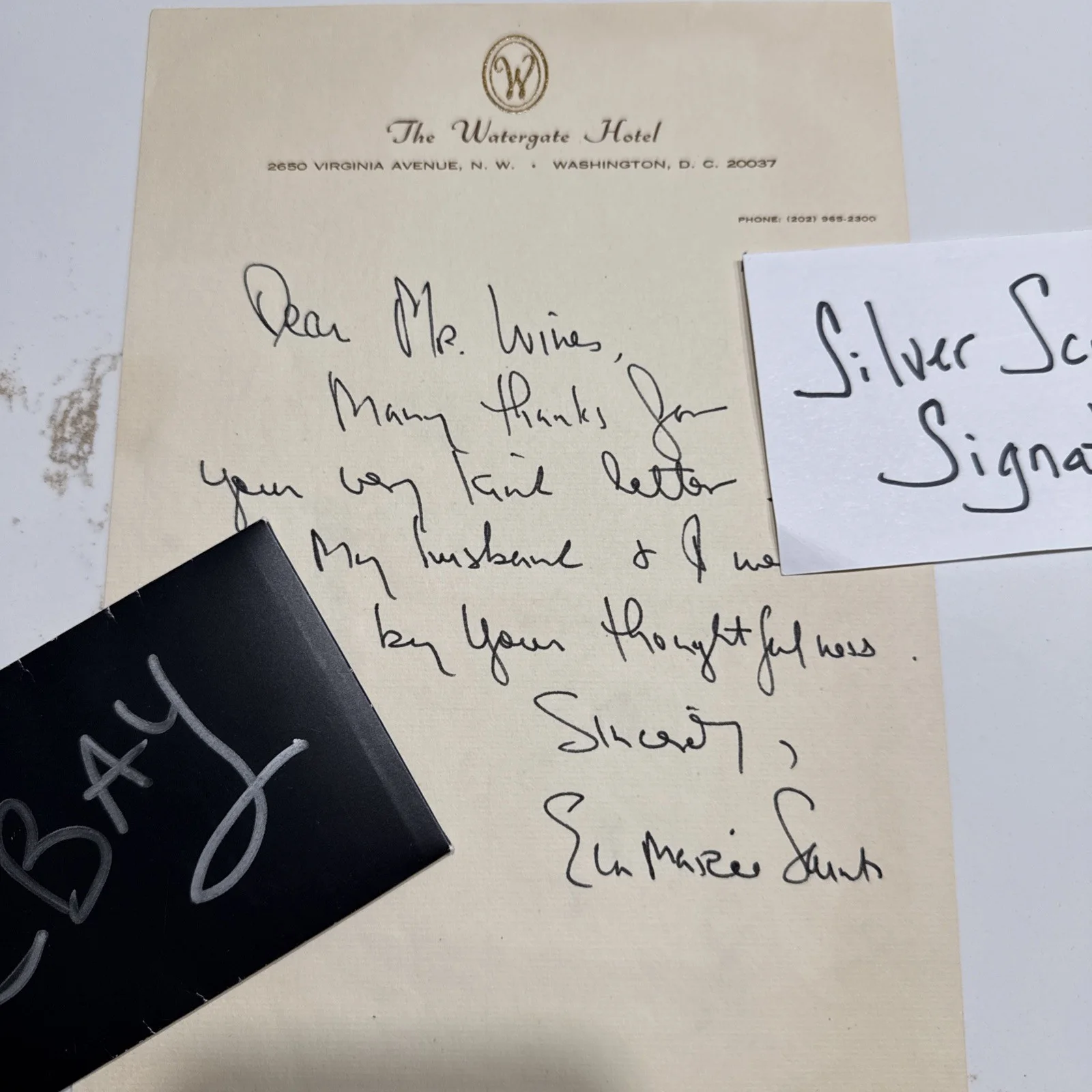 Oscar Winner Eva Marie Saint Autograph SIGNED Letter JSA COA Watergate Hotel, image 5