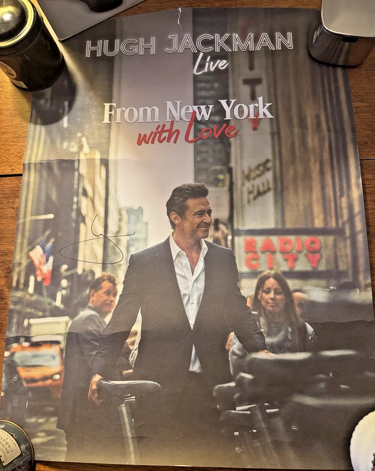 Hugh Jackman — HUGH JACKMAN Live From New York With Love Broadway Signed Poster Radio City Rare