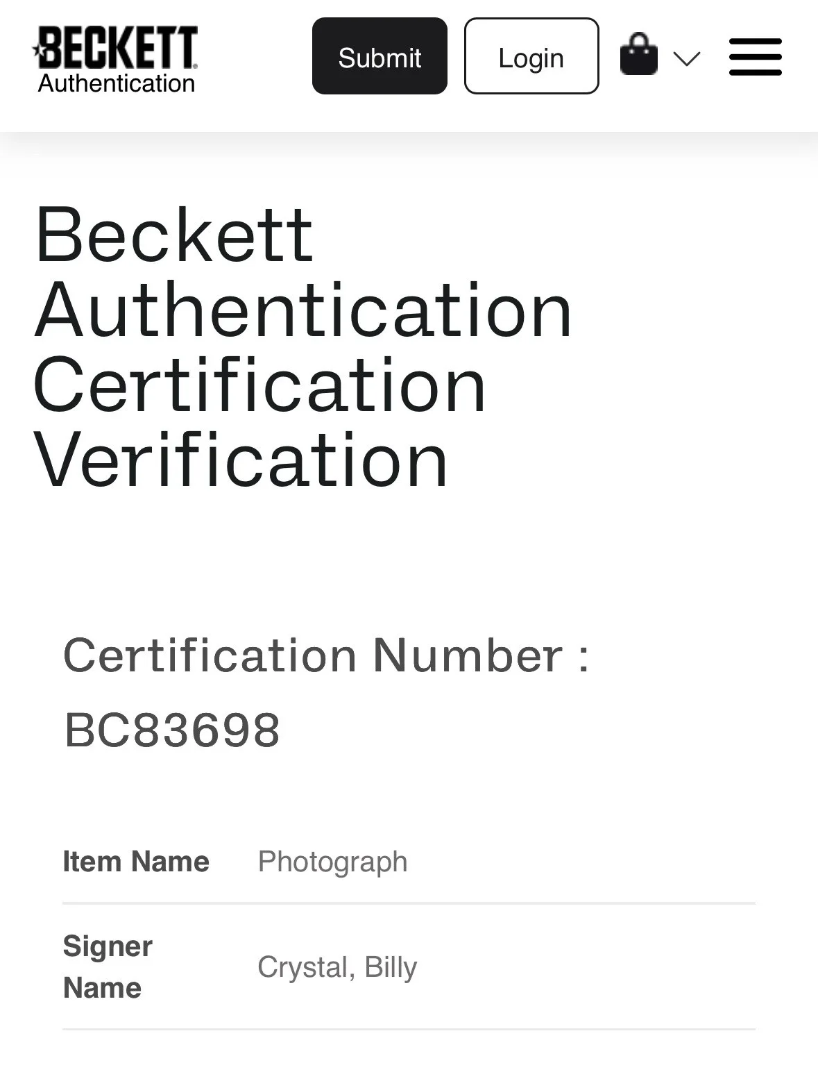 Billy Crystal Beckett COA Autograph w Bob Uecker Little League Trade Skit 1984, изображение 5
