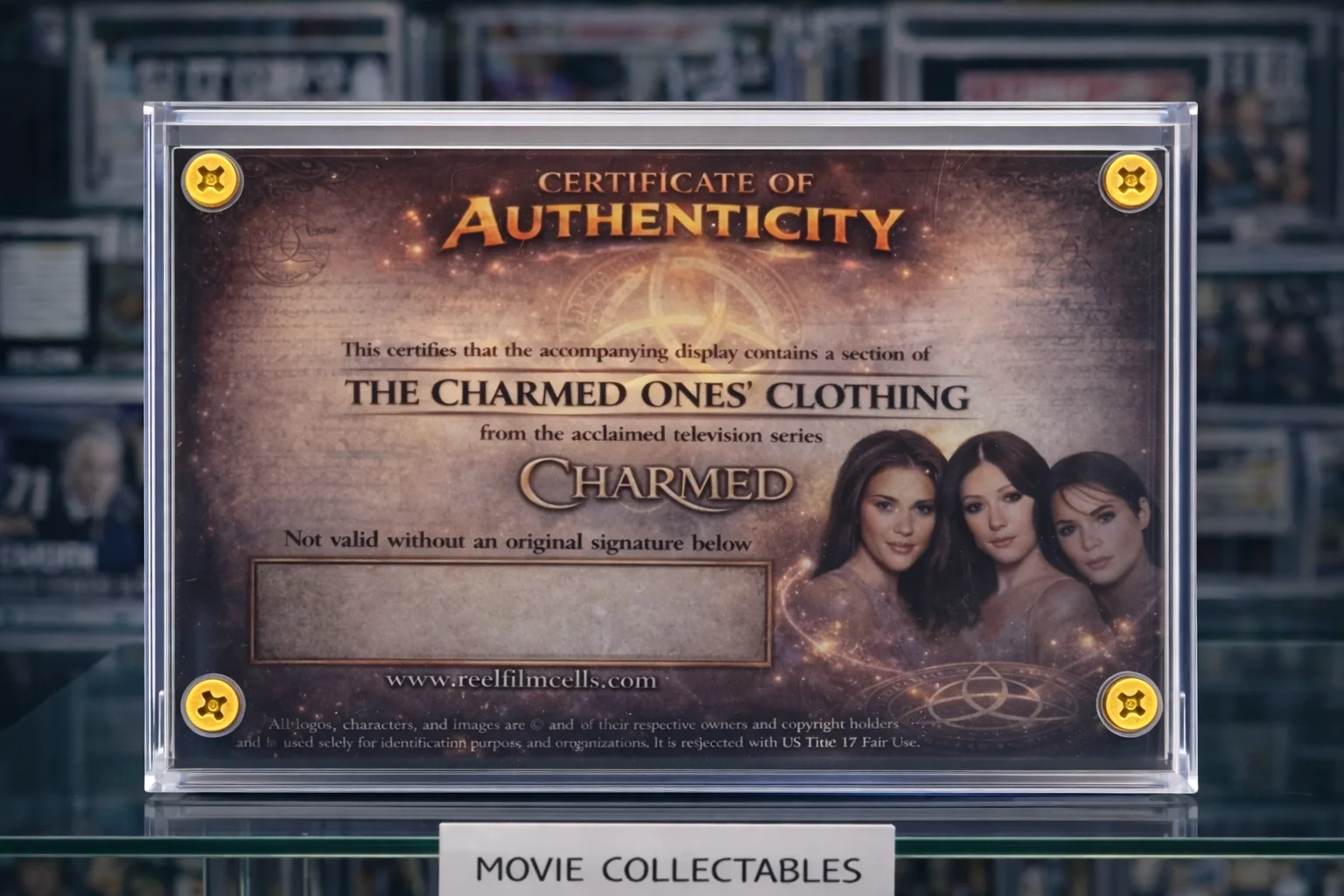 Screen-Used Charmed Fabric Swatch – TV Series Prop Display with COA Authentic, image 2