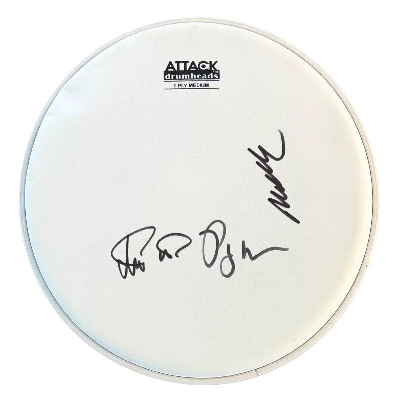 Trey Anastasio, Mike Gordon, Page McConnell — Phish Band Signed Autograph Drumhead - Trey Anastasio Mike Gordon Page McConnell