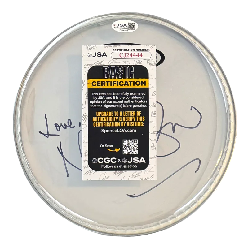 Nick Mason — Nick Mason Pink Floyd Signed Autograph 8" Clear Drumhead - The Wall w/ JSA COA, image 2