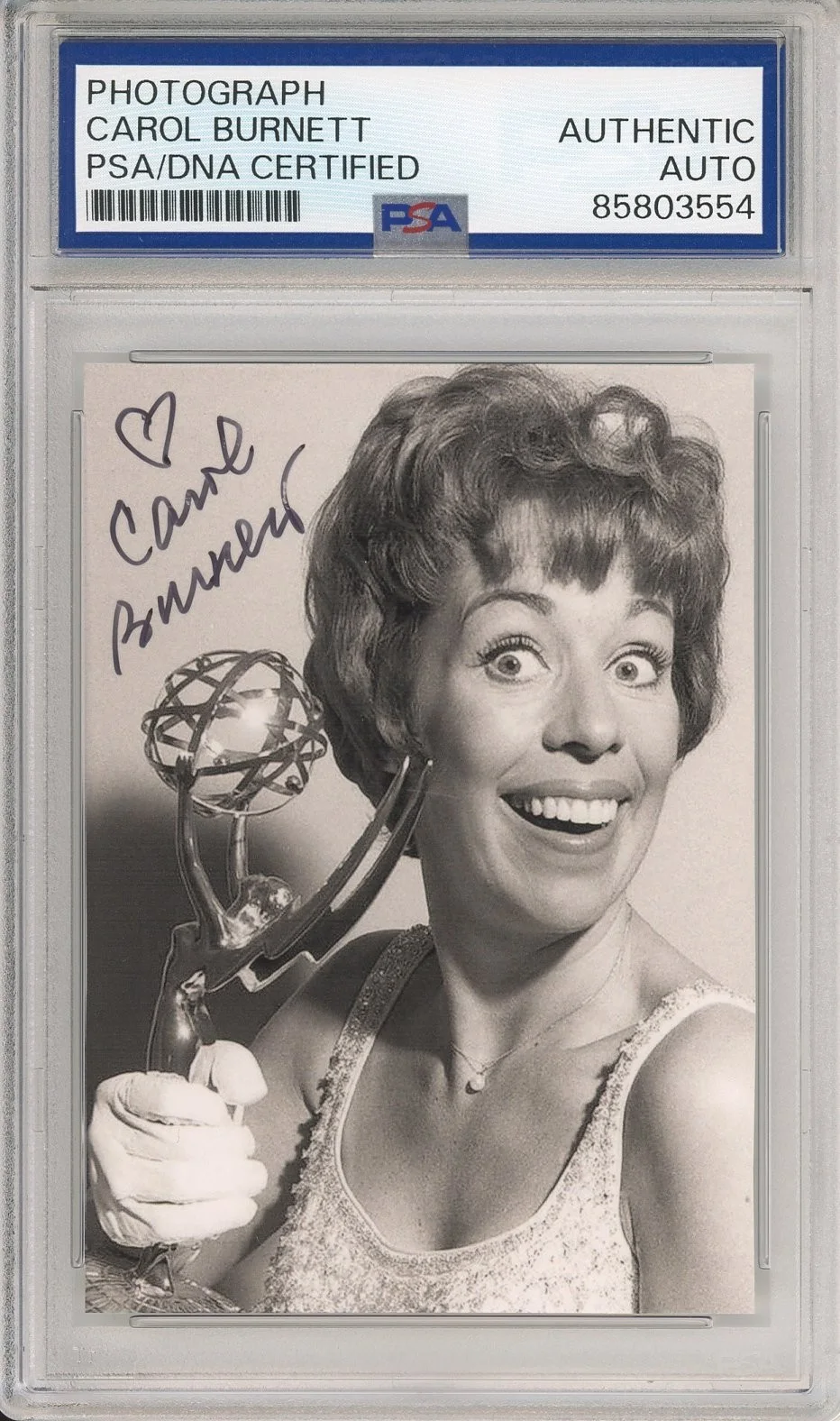 Carol Burnett — CAROL BURNETT SIGNED SHOW EMMY TROPHY PHOTOGRAPH PSA DNA COA AUTOGRAPH AUTHENTIC