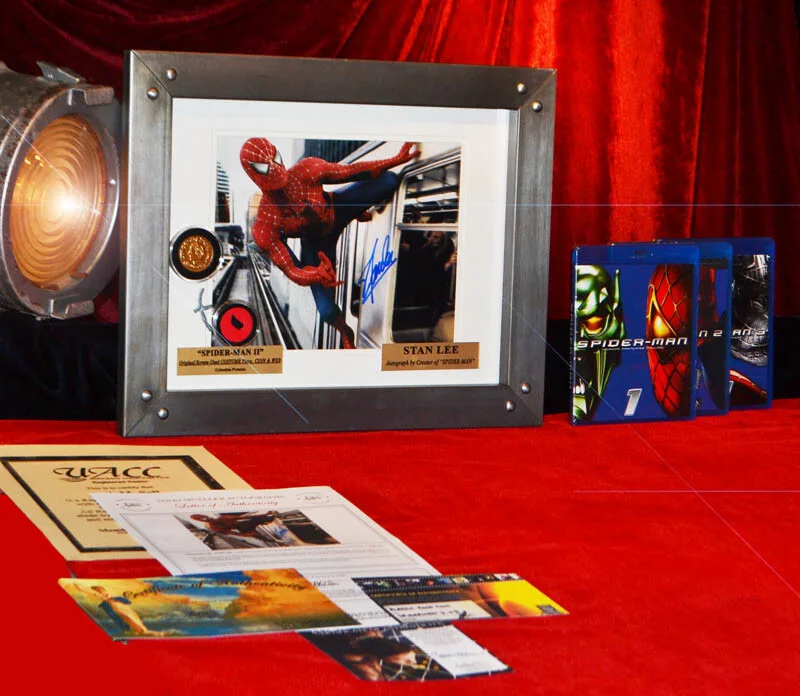 STAN LEE Signed Spider-Man AUTOGRAPH, Screen-Used COSTUME, WEB, COIN Props, DVD, image 2