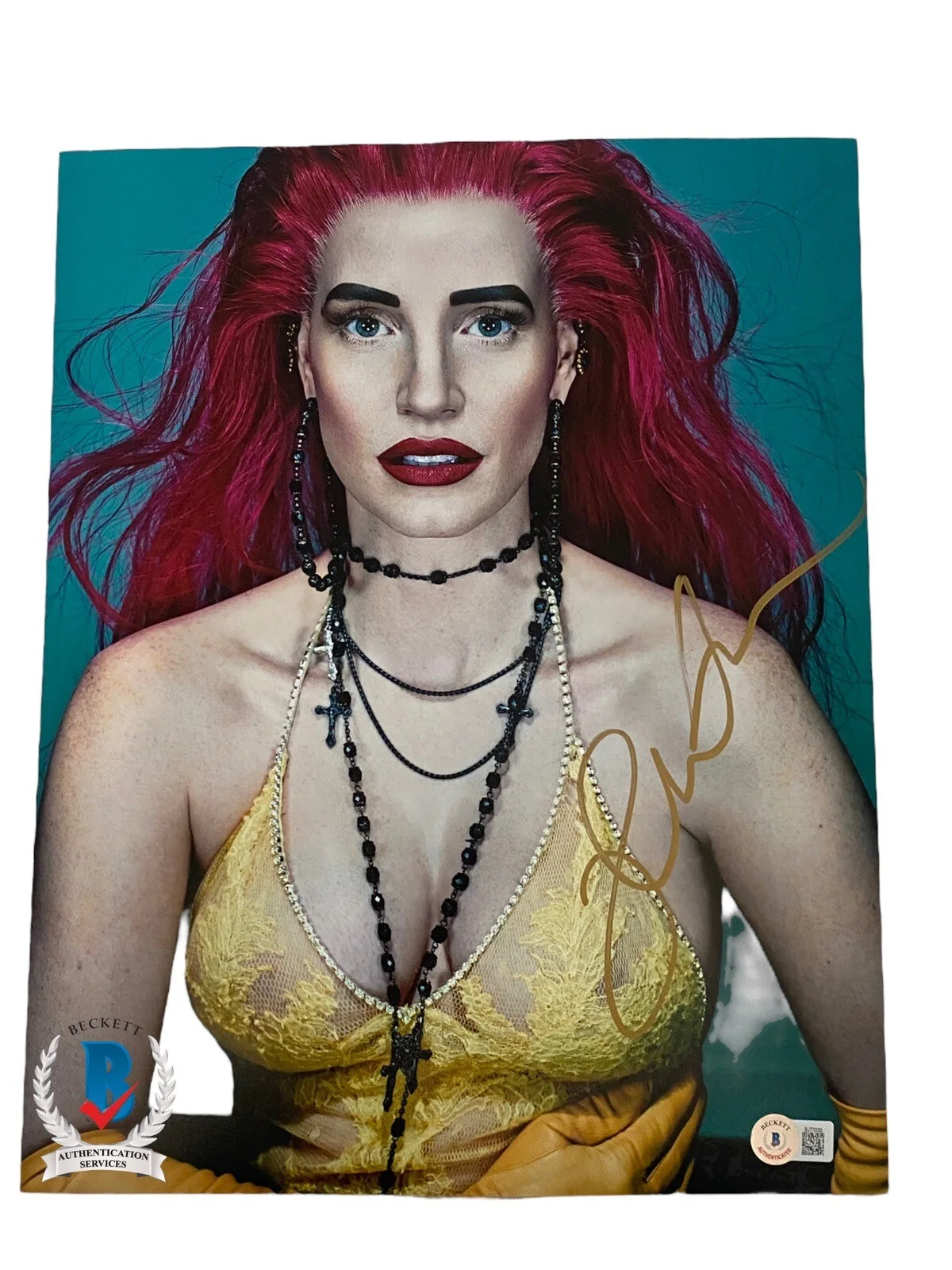 Jessica Chastain — Jessica Chastain Oscar Academy Award Winner Signed 11x14 photo BJ73330