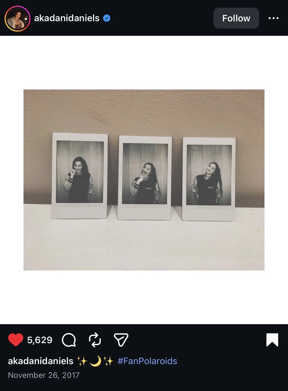 Dani Daniels — DANI DANIELS SEXY SIGNED AUTOGRAPHED INSTAX PHOTO HOT XXX B&W PORNHUB, изображение 4
