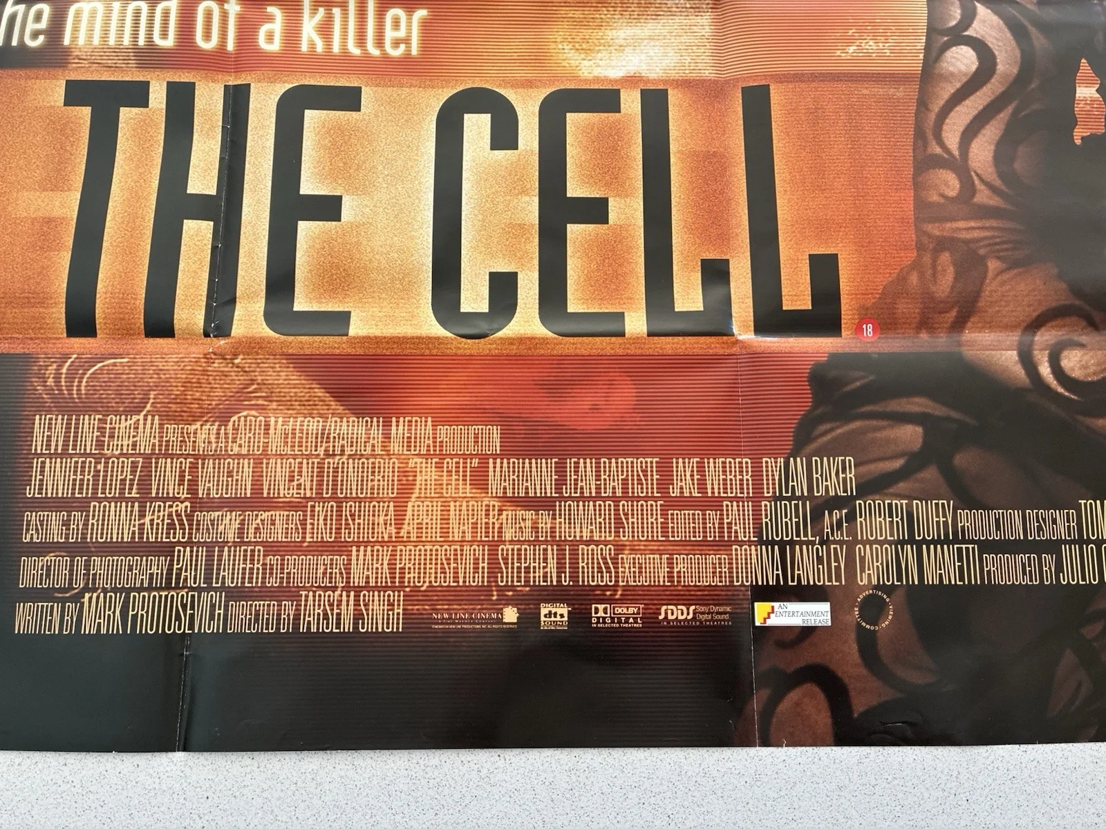 THE CELL - ORIGINAL UK CINEMA QUAD POSTER 2000 FILM MOVIE - JENNIFER LOPEZ, изображение 3