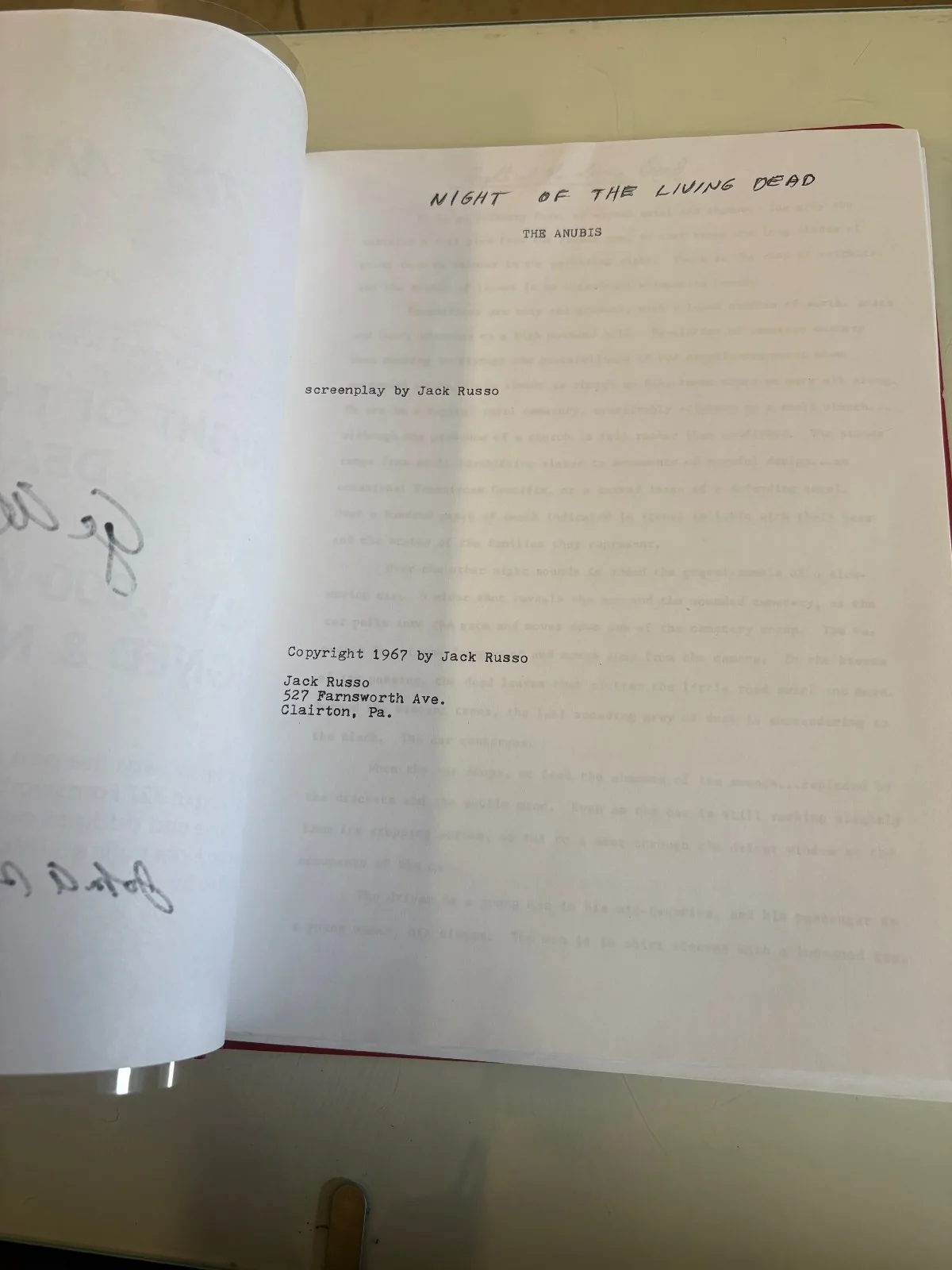 Night of the Living Dead / Anubis Script Signed by George A. Romero & John Russo, image 2