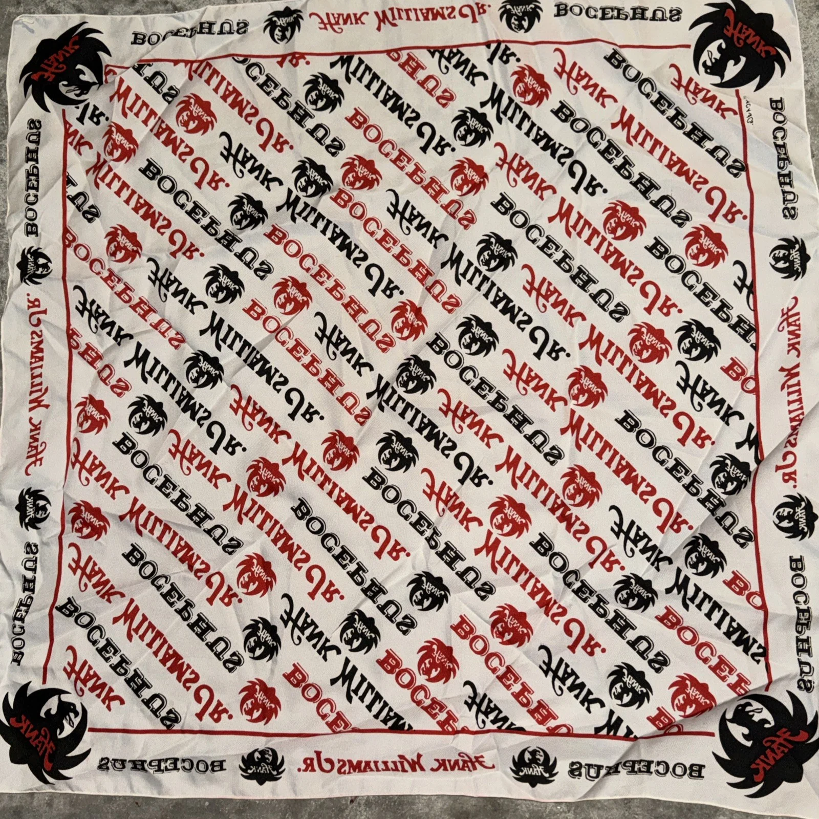 Hank Williams Jr Bocephus Scarf Country Music Vintage Western Wear 26”x26”, изображение 2