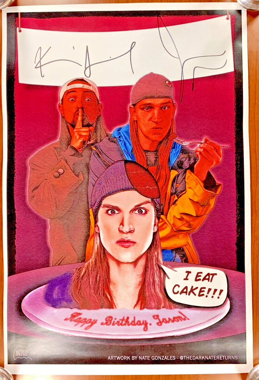 Kevin Smith — KEVIN SMITH Jason Mewes BDAY POSTER SIGNED 2021 Jay Silent Bob CREEPSHOW RARE