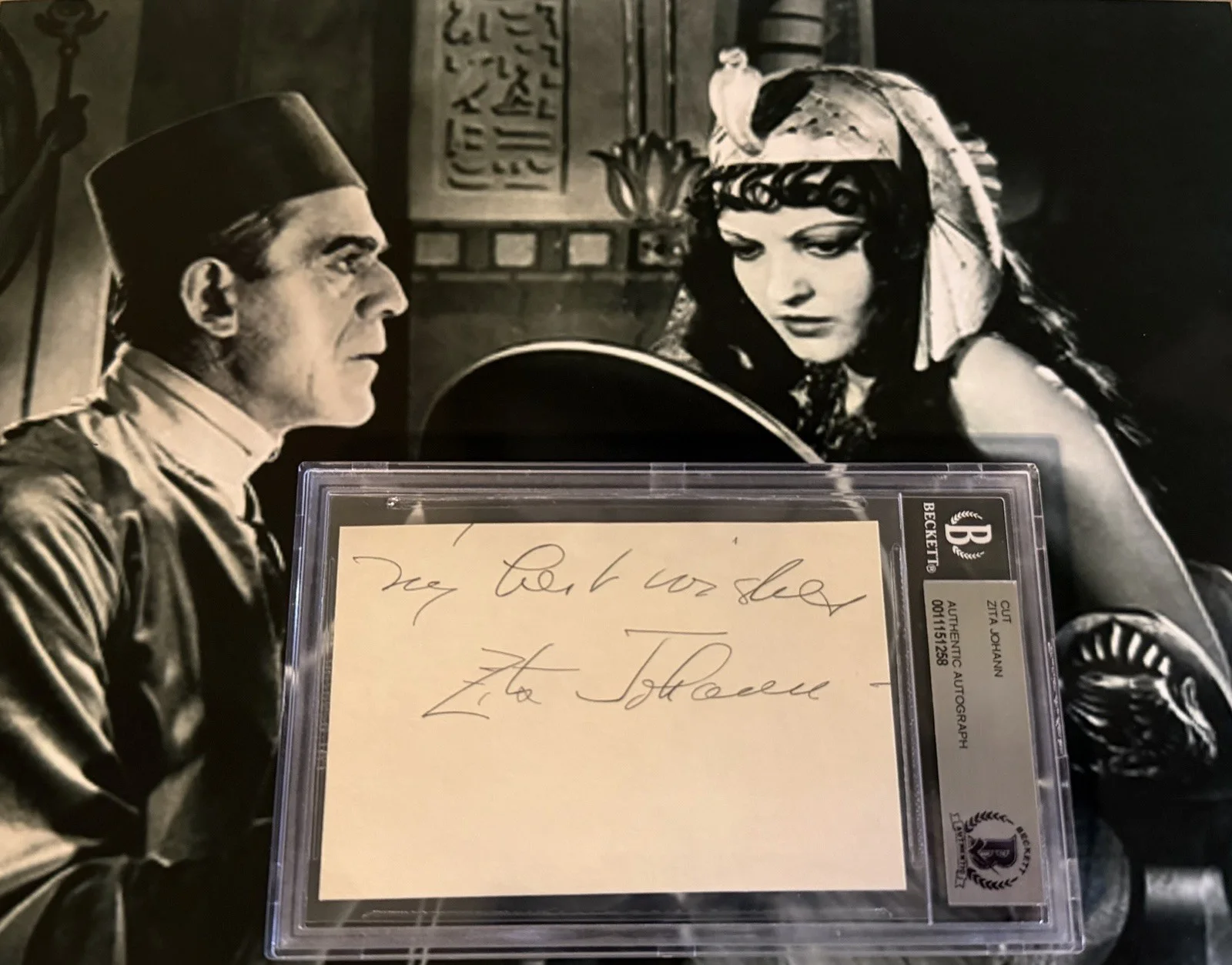 ZITA JOHANN — THE MUMMY AUTOGRAPHED SIGNED ZITA JOHANN BORIS KARLOFF BECKETT AUTHENTICATED
