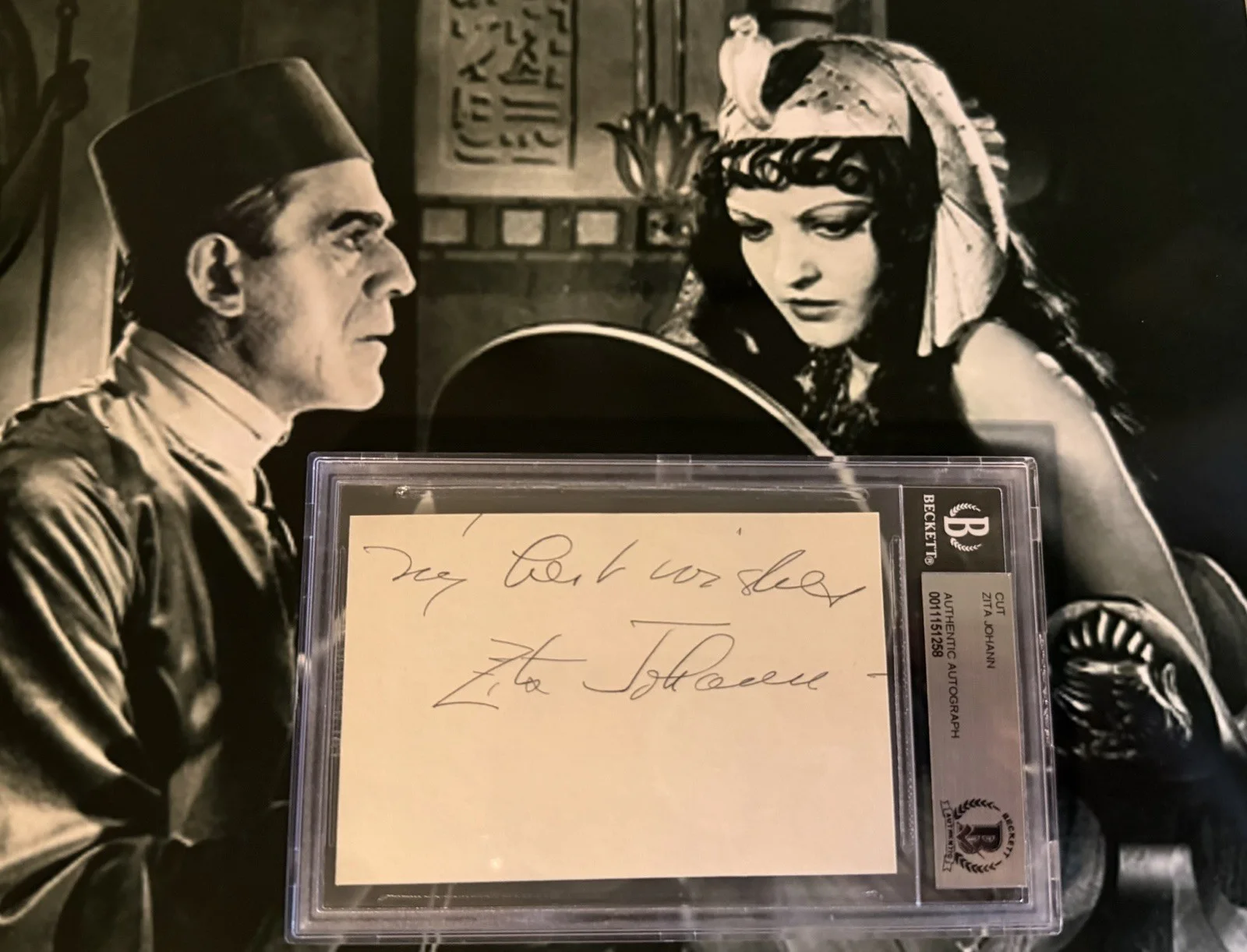 ZITA JOHANN — THE MUMMY AUTOGRAPHED SIGNED ZITA JOHANN BORIS KARLOFF BECKETT AUTHENTICATED, image 2