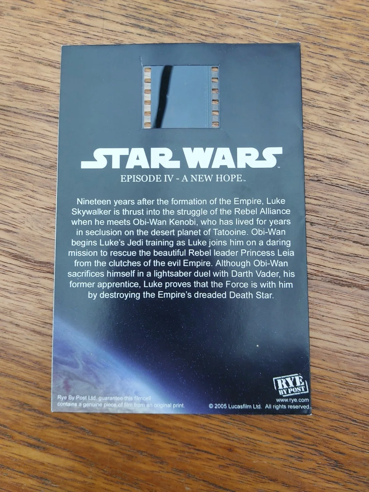 Star Wars Film Cell Episode IV A New Hope Card Mounted Luke Skywalker Frame, изображение 3