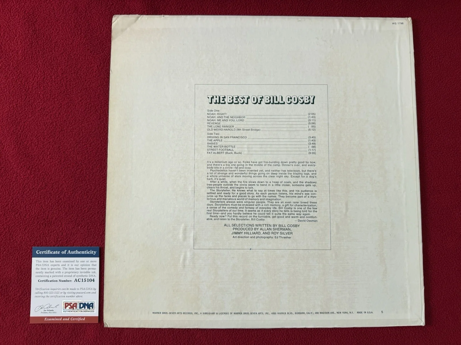 Bill Cosby — actor BILL COSBY Legend Comedian Signed LP Album PSA/DNA COA AC15104, image 3