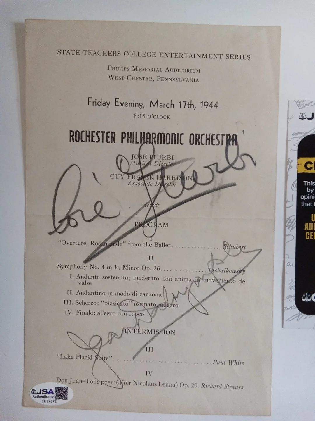 Jose Iturbi & Jean Dalrymple MGM Pianist Broadway Producer Signed Program JSA, image 2