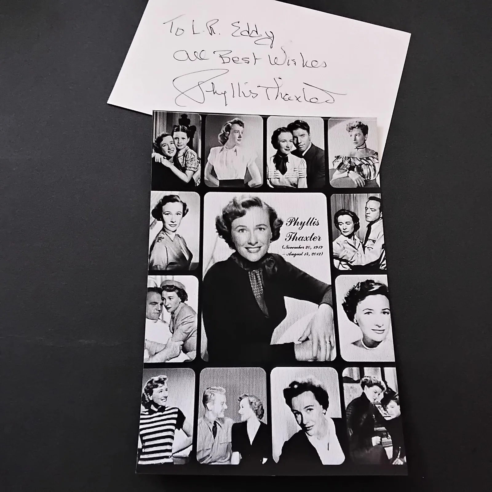 Phyllis Thaxter SIGNED Card Photo 40s Movie TV Actress 30 Seconds Tokyo Superman, изображение 2