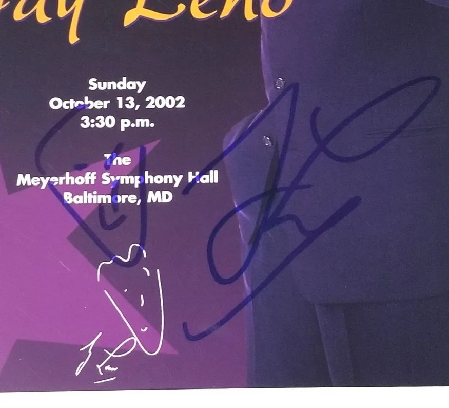 Jay Leno — Jay Leno REAL hand SIGNED w/face 6"x9" Theatre Show Advert #1 COA Autographed, изображение 2