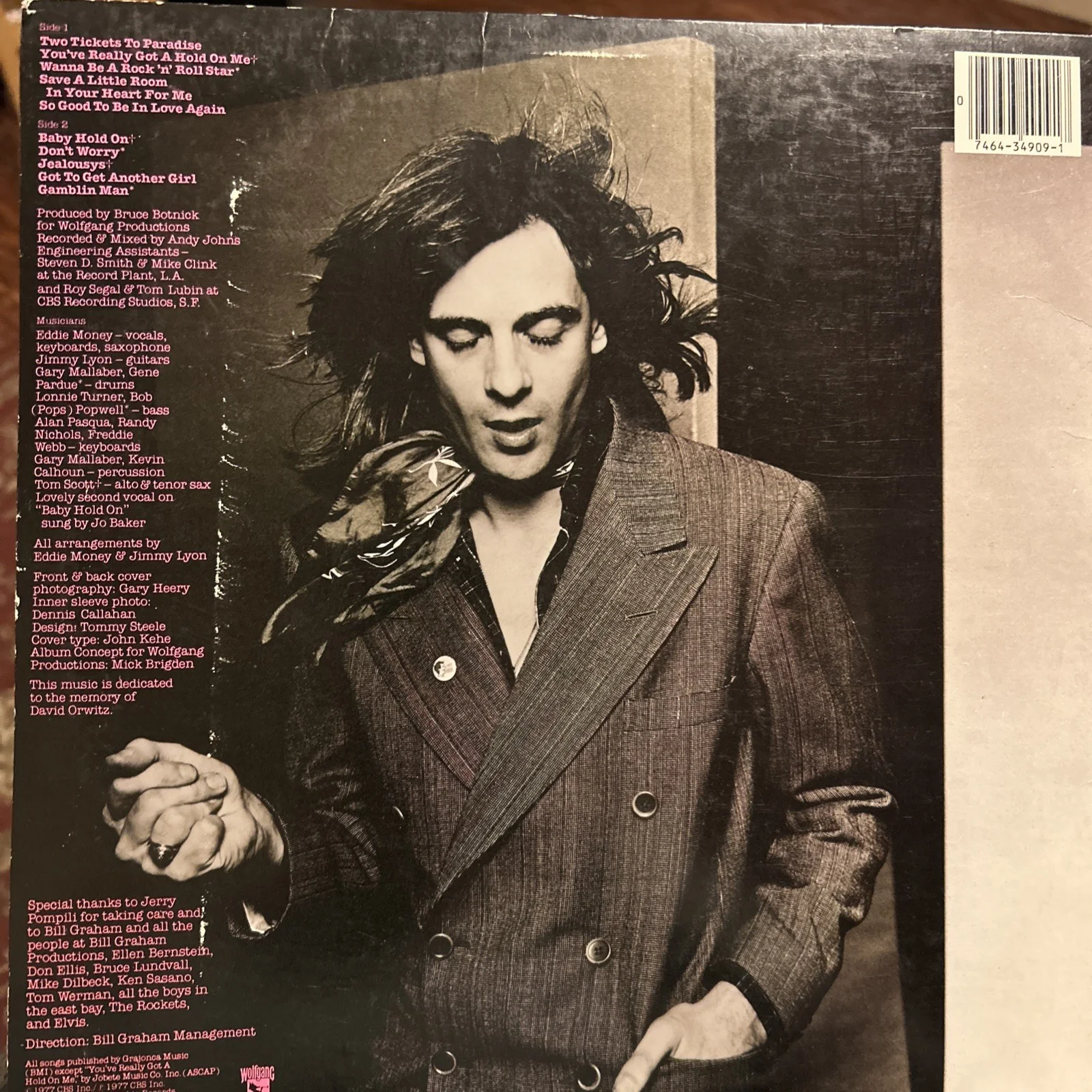 Eddie Money Signed LP Album Cover Autographed, изображение 4