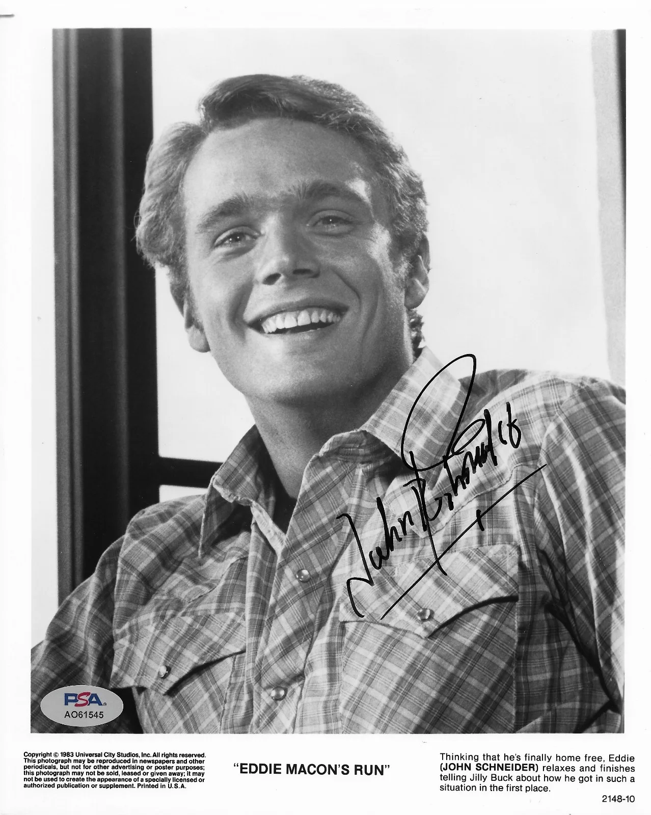 John Schneider — John Schneider PSA/DNA Signed 8x10 Photo Autographed Eddie Macon's Run Bo Duke