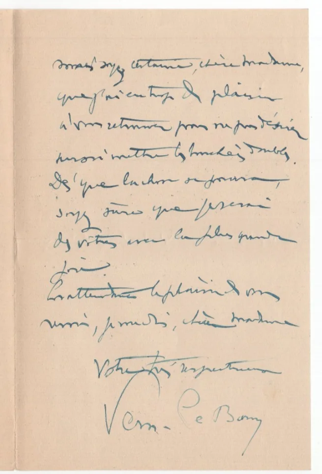Fernand Le Borne Signed Letter / Autographed French Composer, image 2