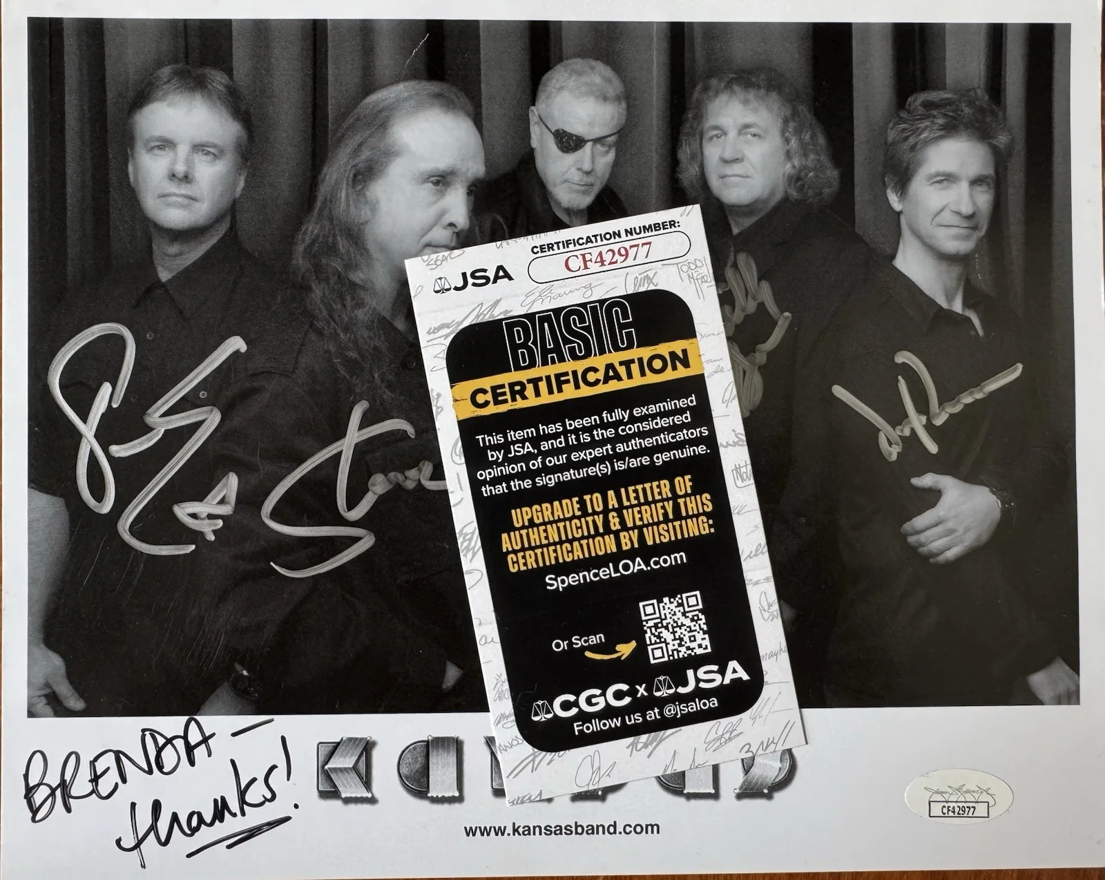 Kansas Band All Members Signed 8X10 Photo Wayward Son Dust In The Wind JSA COA ￼, изображение 2