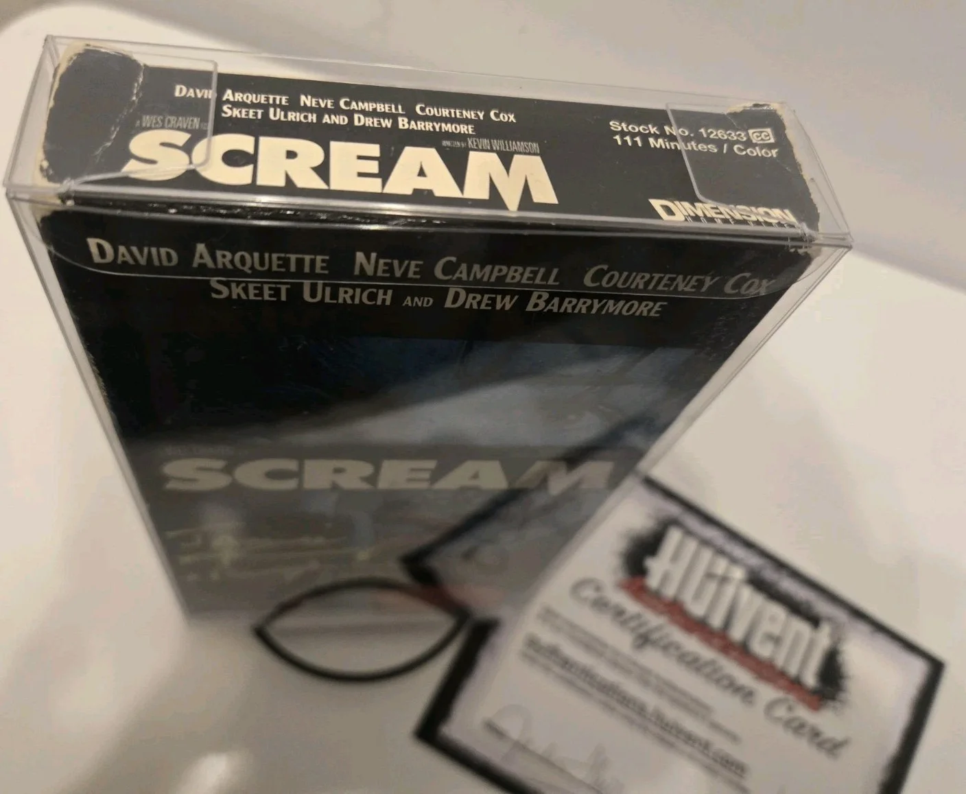 David Arquette Jamie Kennedy — Scream 1996 VHS Dual Signed Arquette Kennedy AUTO COA Rare Neve Eyes Cover, image 4