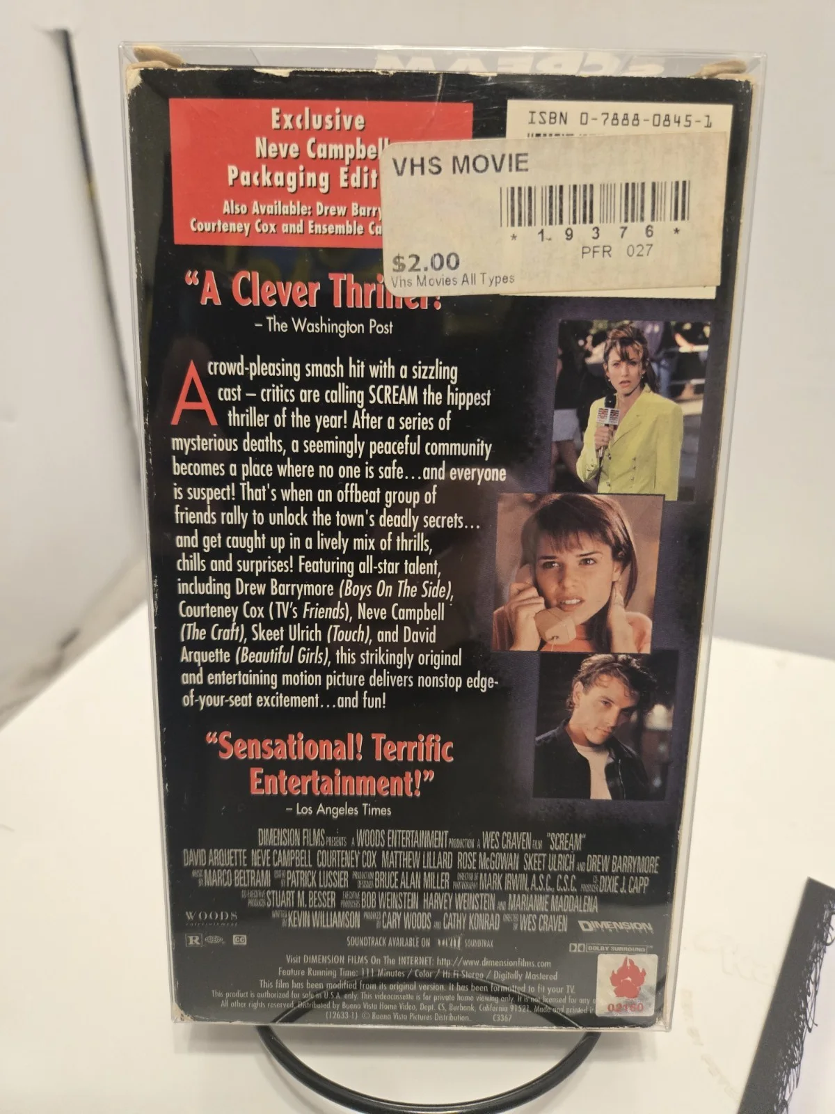 David Arquette Jamie Kennedy — Scream 1996 VHS Dual Signed Arquette Kennedy AUTO COA Rare Neve Eyes Cover, image 5