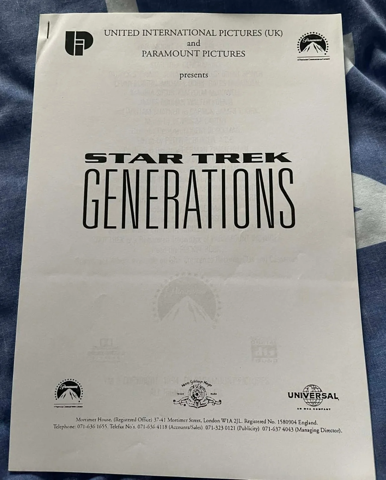 Star Trek Generations - UK Press Kit, image 2