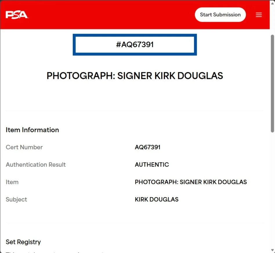 KIRK DOUGLAS — KIRK DOUGLAS Autographed 3x5 Photo PSA/DNA American Actor, изображение 3