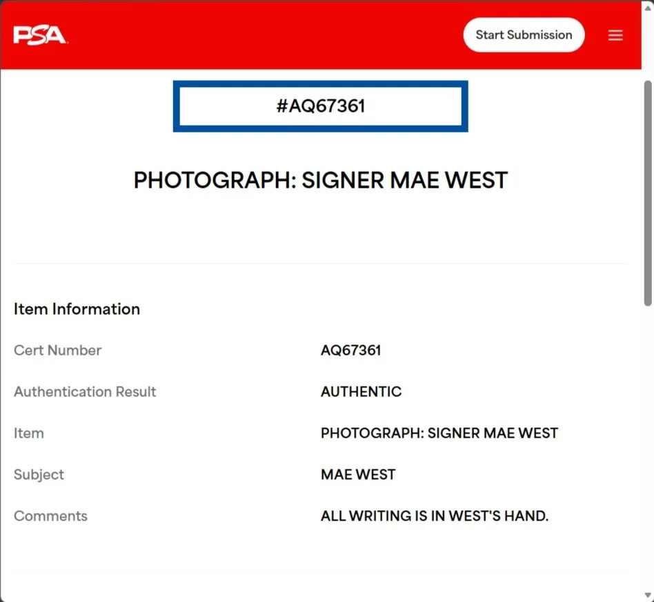 May West — MAY WEST Autographed 8x10 Photo PSA/DNA American Actress, изображение 3
