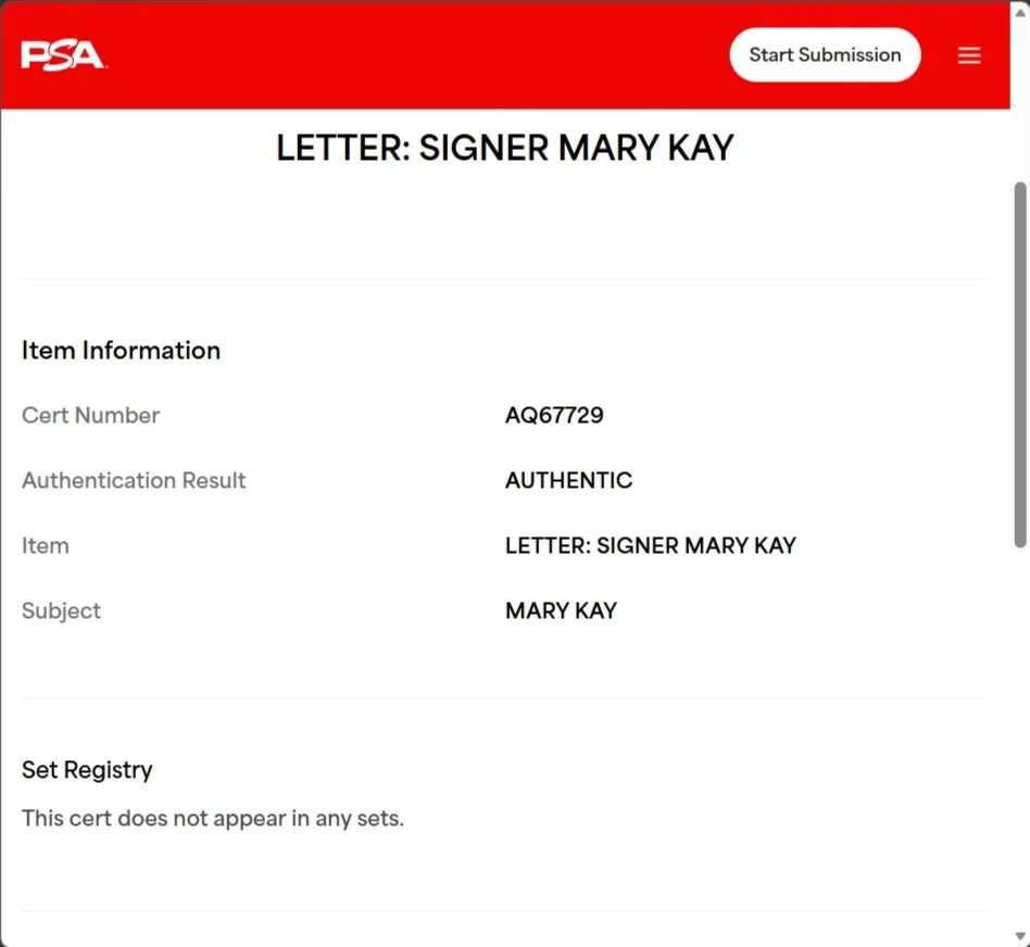 MARY KAY — MARY KAY ASH Signed Letter PSA/DNA American Businesswoman, image 3