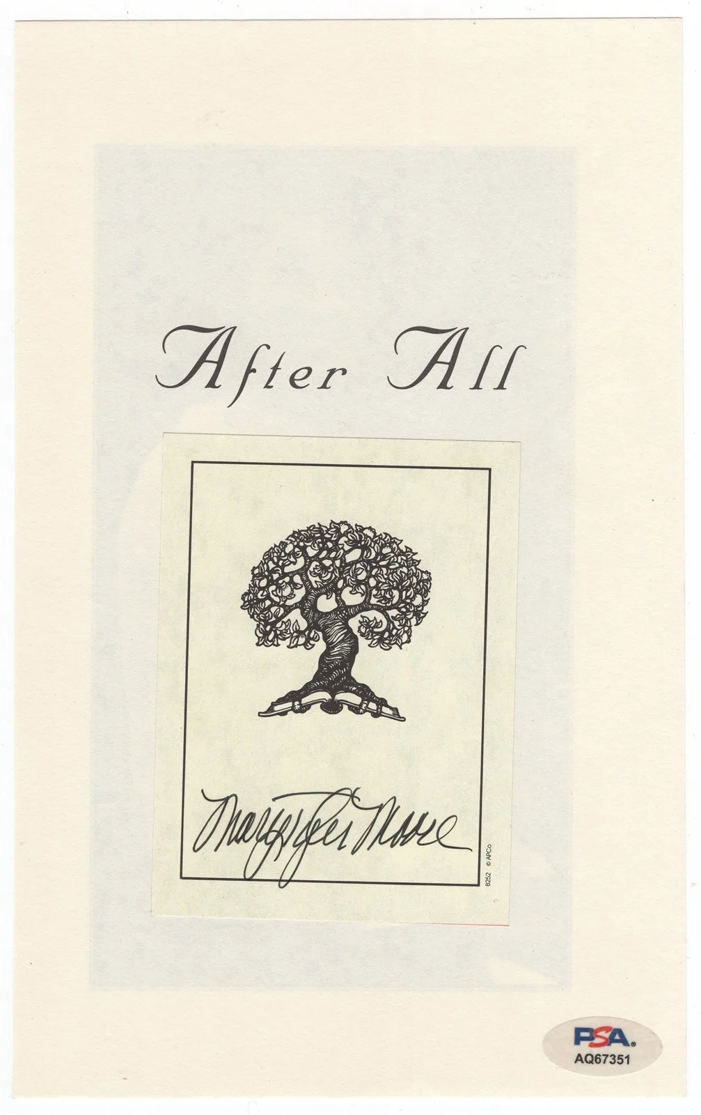 Mary Tyler Moore — MARY TYLER MOORE Autographed Bookplate PSA/DNA