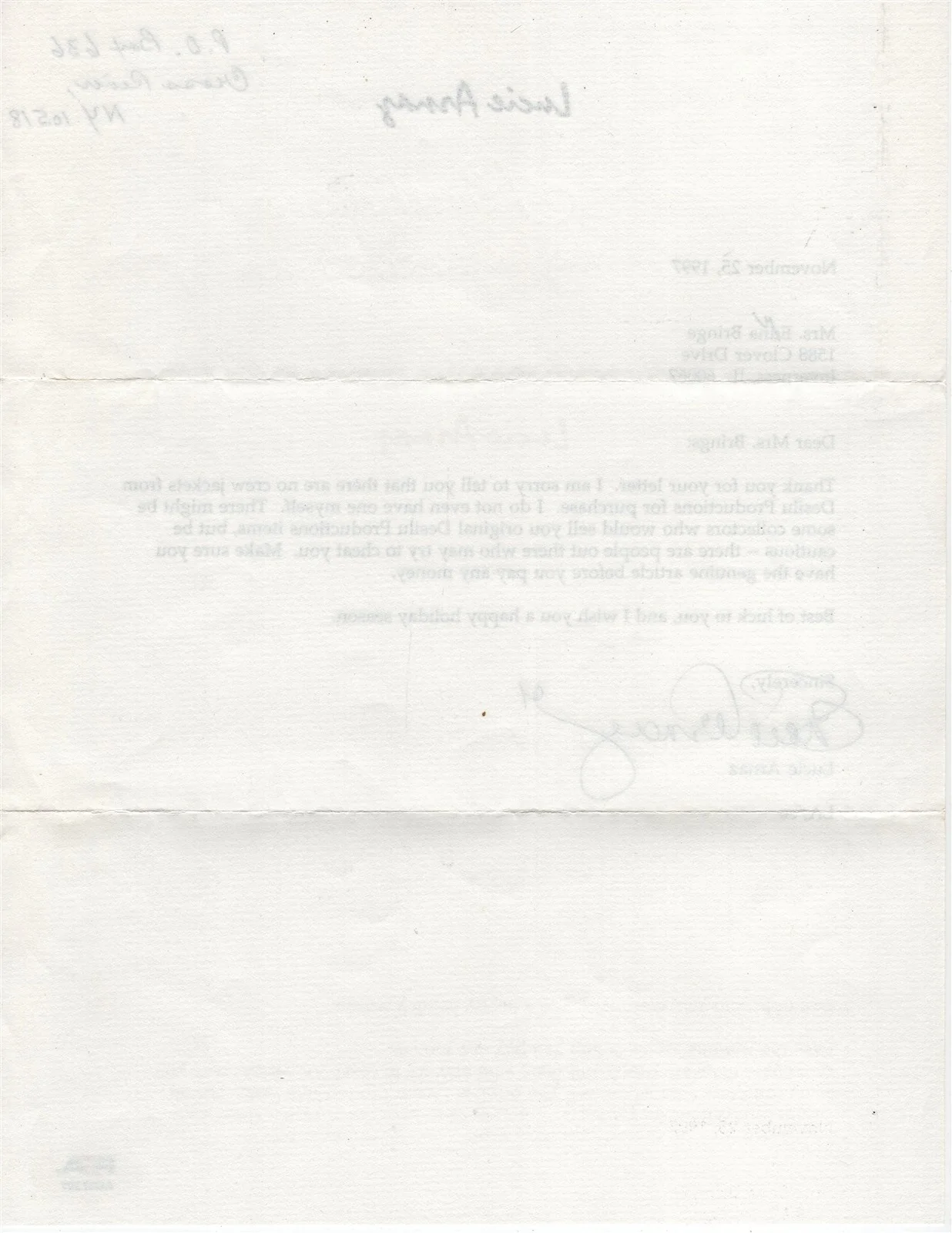 Lucy Arnaz — LUCIE ARNAZ Signed Letter PSA/DNA, image 2