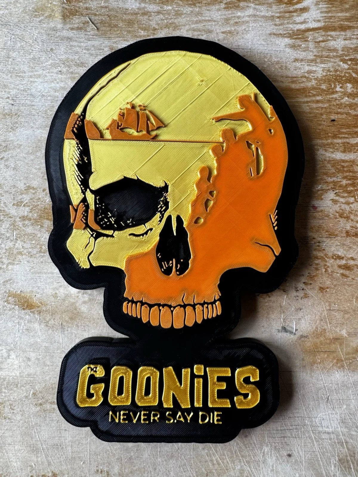 Goonies Never Say Die Skull Plaque | 3D Printed Movie Tribute Display., изображение 3