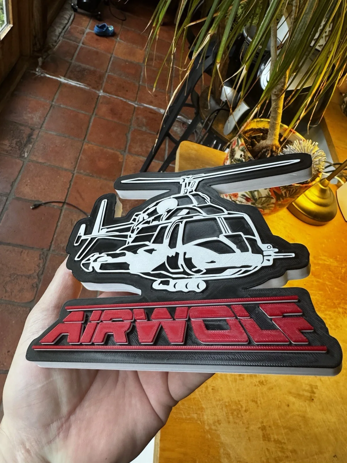 Airwolf 3D Printed Display Plaque | Retro 80s TV Helicopter Sign., image 2