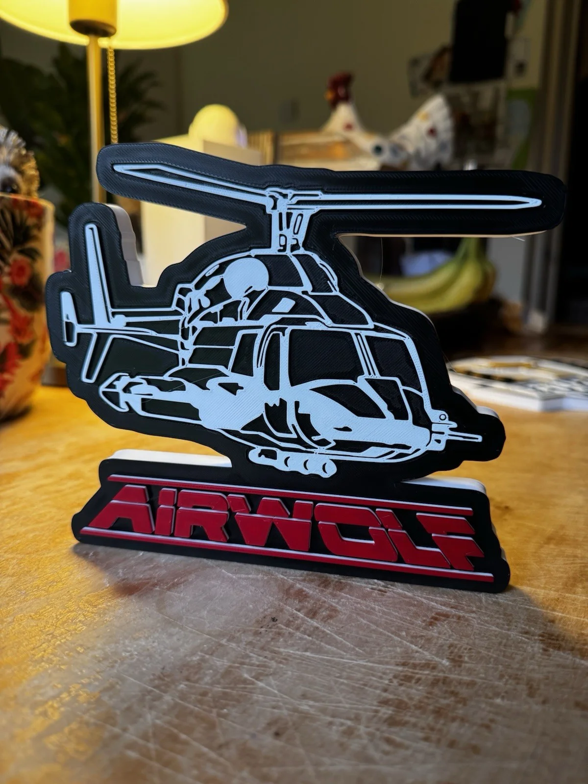 Airwolf 3D Printed Display Plaque | Retro 80s TV Helicopter Sign., image 3