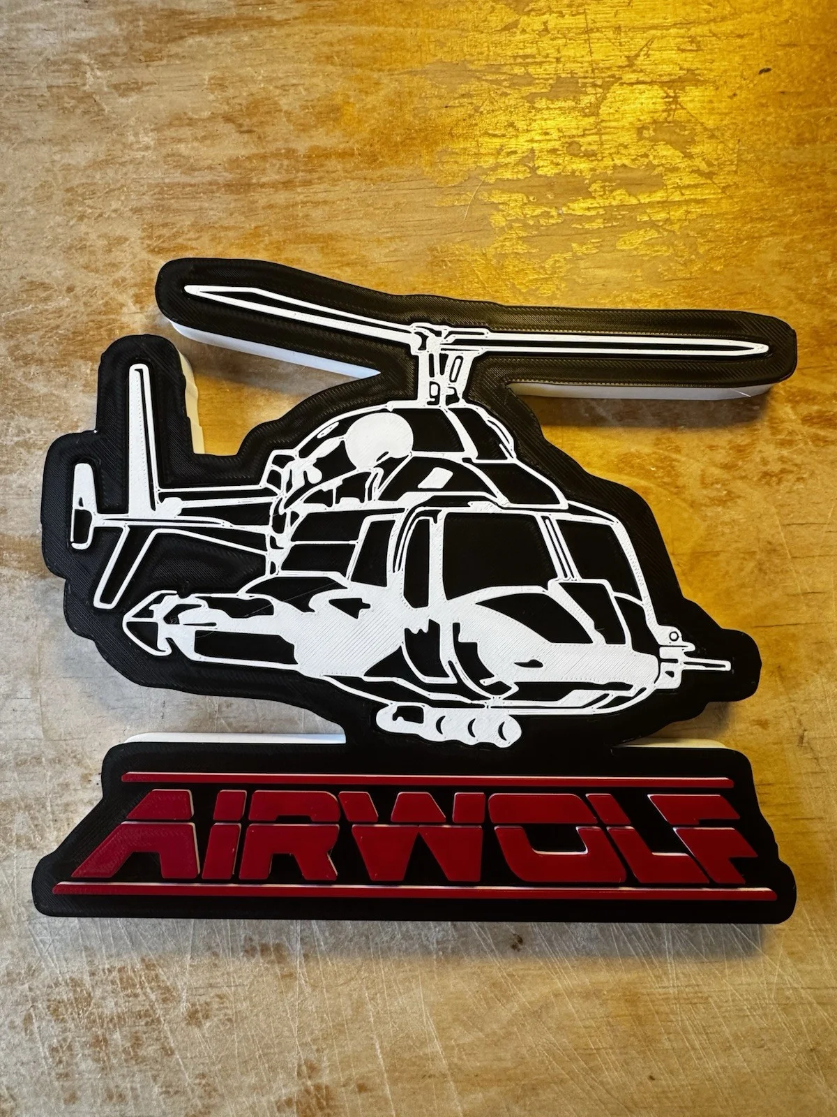 Airwolf 3D Printed Display Plaque | Retro 80s TV Helicopter Sign., image 4