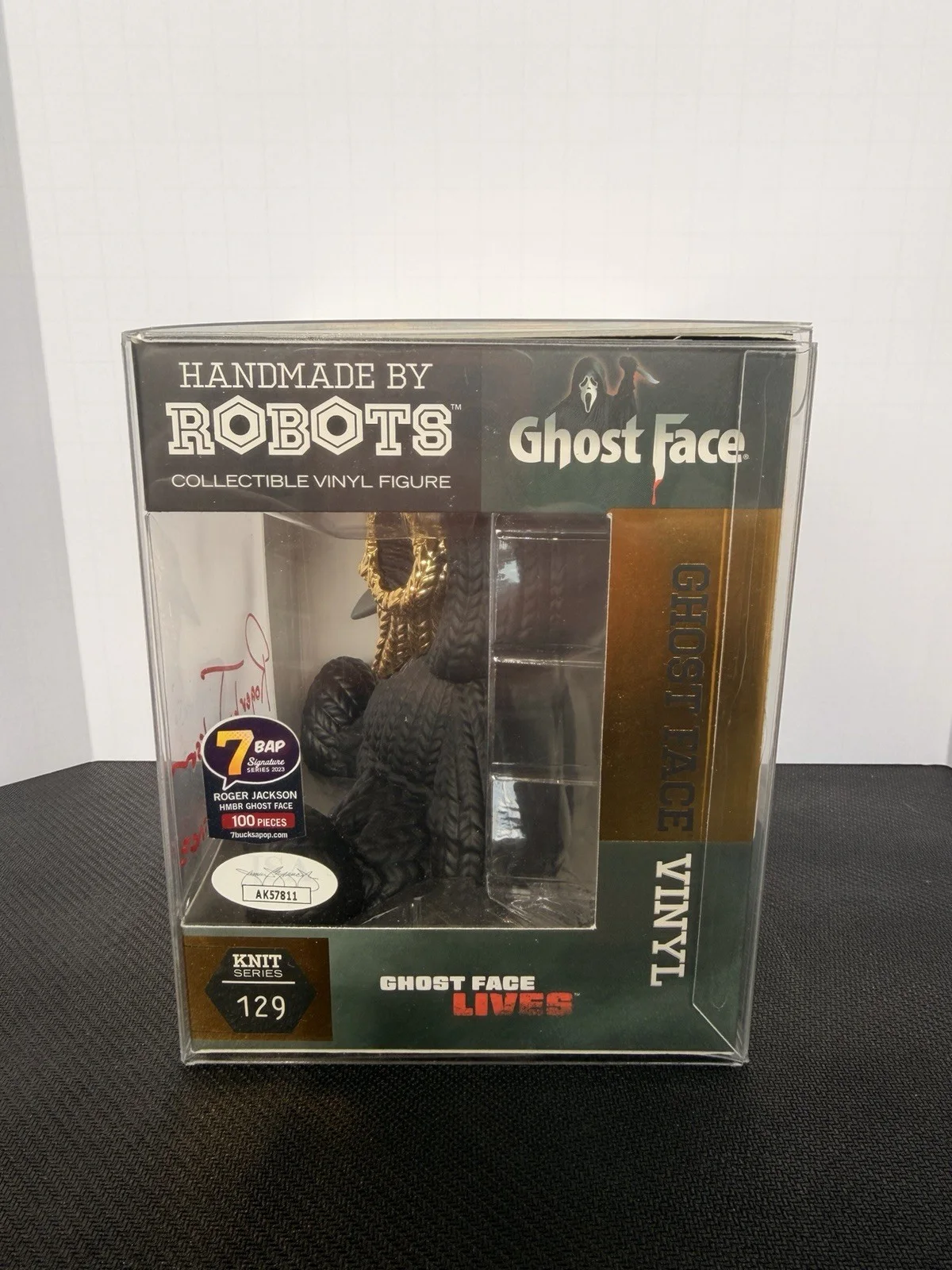 Roger Jackson — Roger JACKSON Signed Scream Handmade by Robots Figure Ghostface BAS QR JSA green, image 2