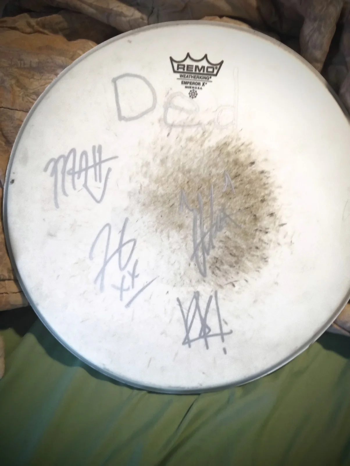 DED signed used drumhead and poster, image 2