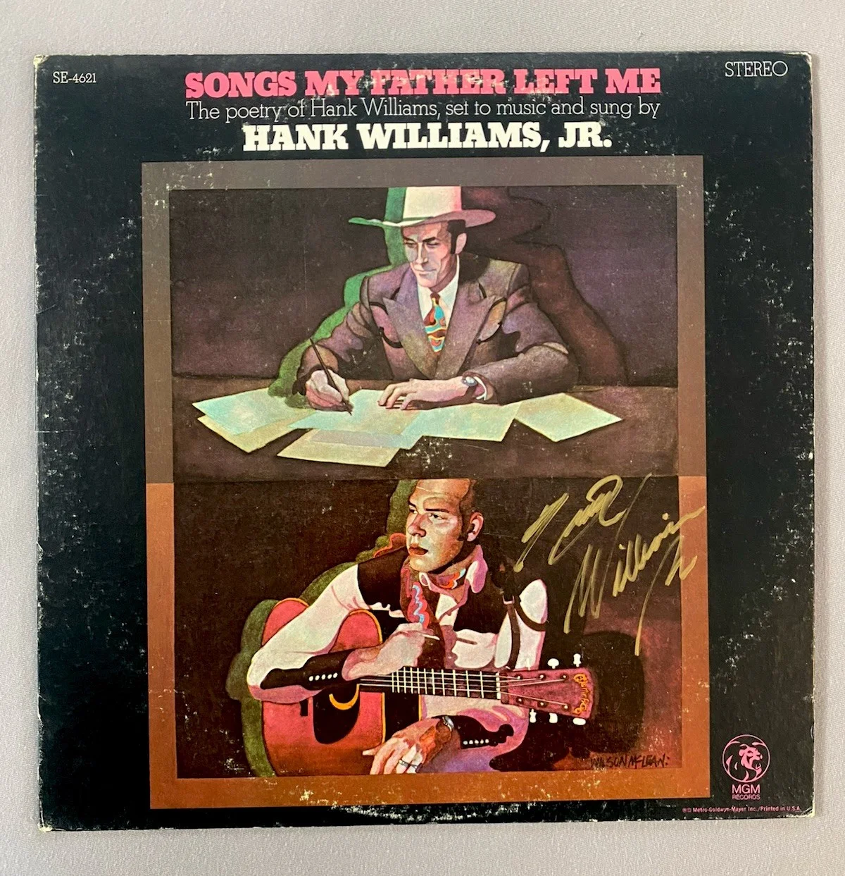 HANK WILLIAMS JR AUTOGRAPH 1969 ORIGINAL SONGS MY FATHER LEFT ME VINYL RECORD LP, image 2