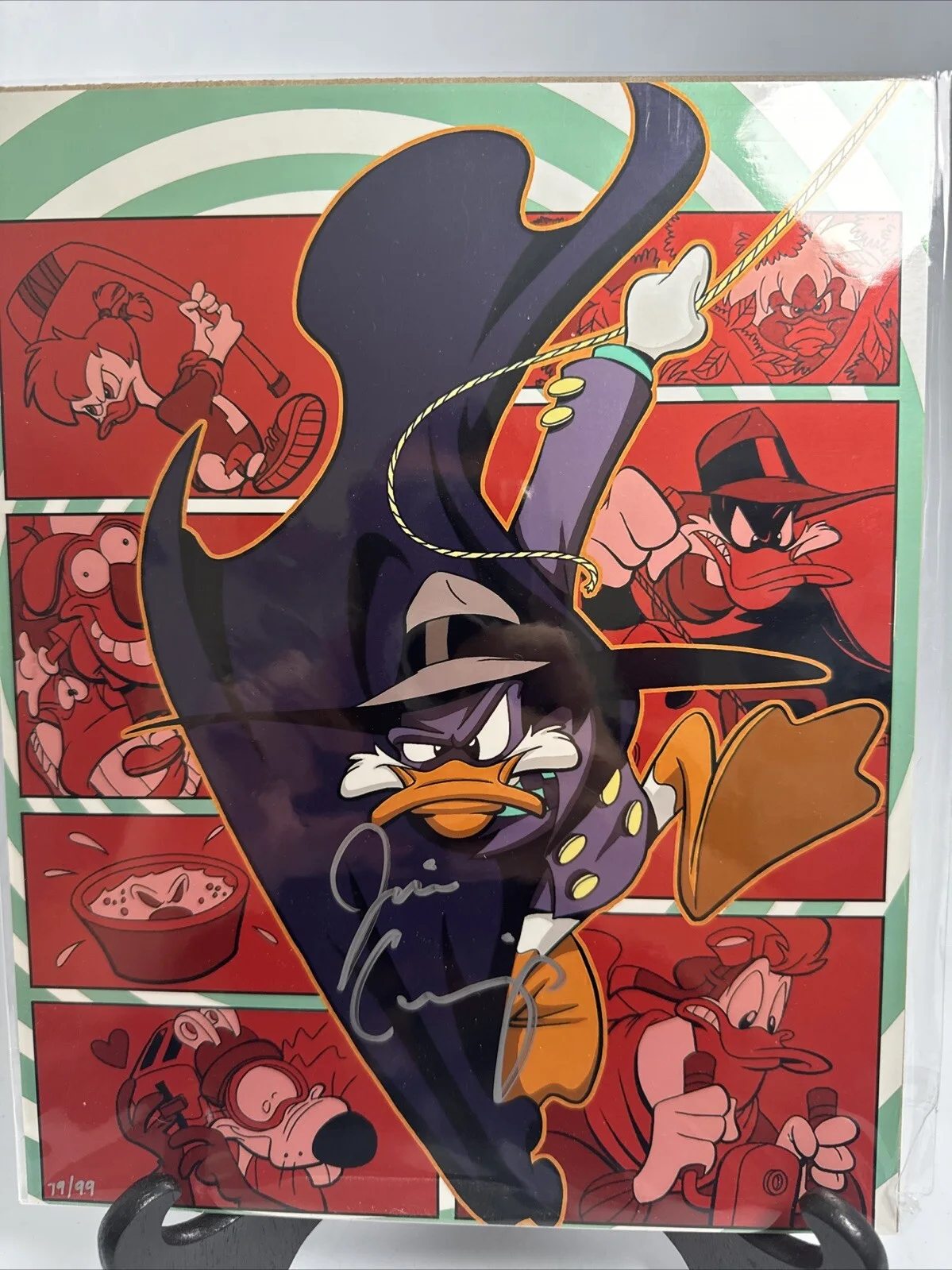 Jim Cummings — Dark Wing Duck Bam Box Refractor Print Signed Jim Cummings COA 79/99 Rare 8x10, изображение 2