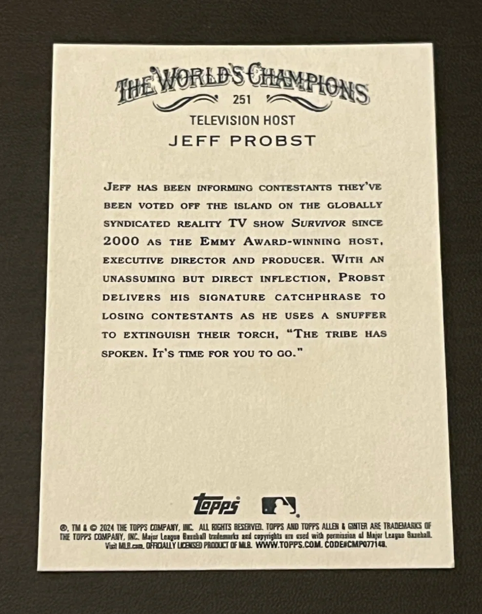 JEFF PROBST — JEFF PROBST SIGNED 2024 ALLEN & GINTER BASE CARD 251 SURVIVOR AUTO COA PROOF A, image 4