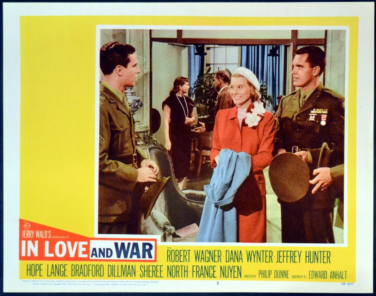 IN LOVE AND WAR 1958 Robert Wagner, Dana Wynter, Jeffrey Hunter 5 LOBBY CARDS, image 2