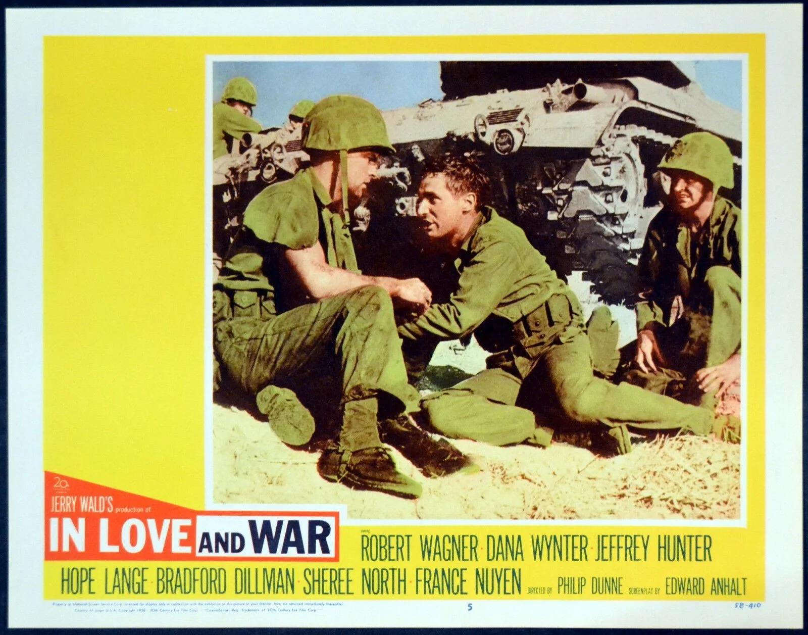 IN LOVE AND WAR 1958 Robert Wagner, Dana Wynter, Jeffrey Hunter 5 LOBBY CARDS, image 4