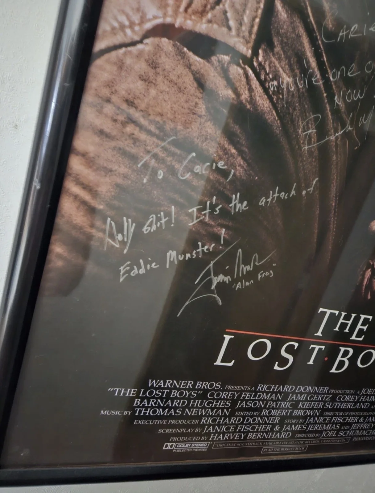 The Lost Boys Movie Poster Signed By 6 Cast Corey Feldman Jamison Newlander, изображение 3
