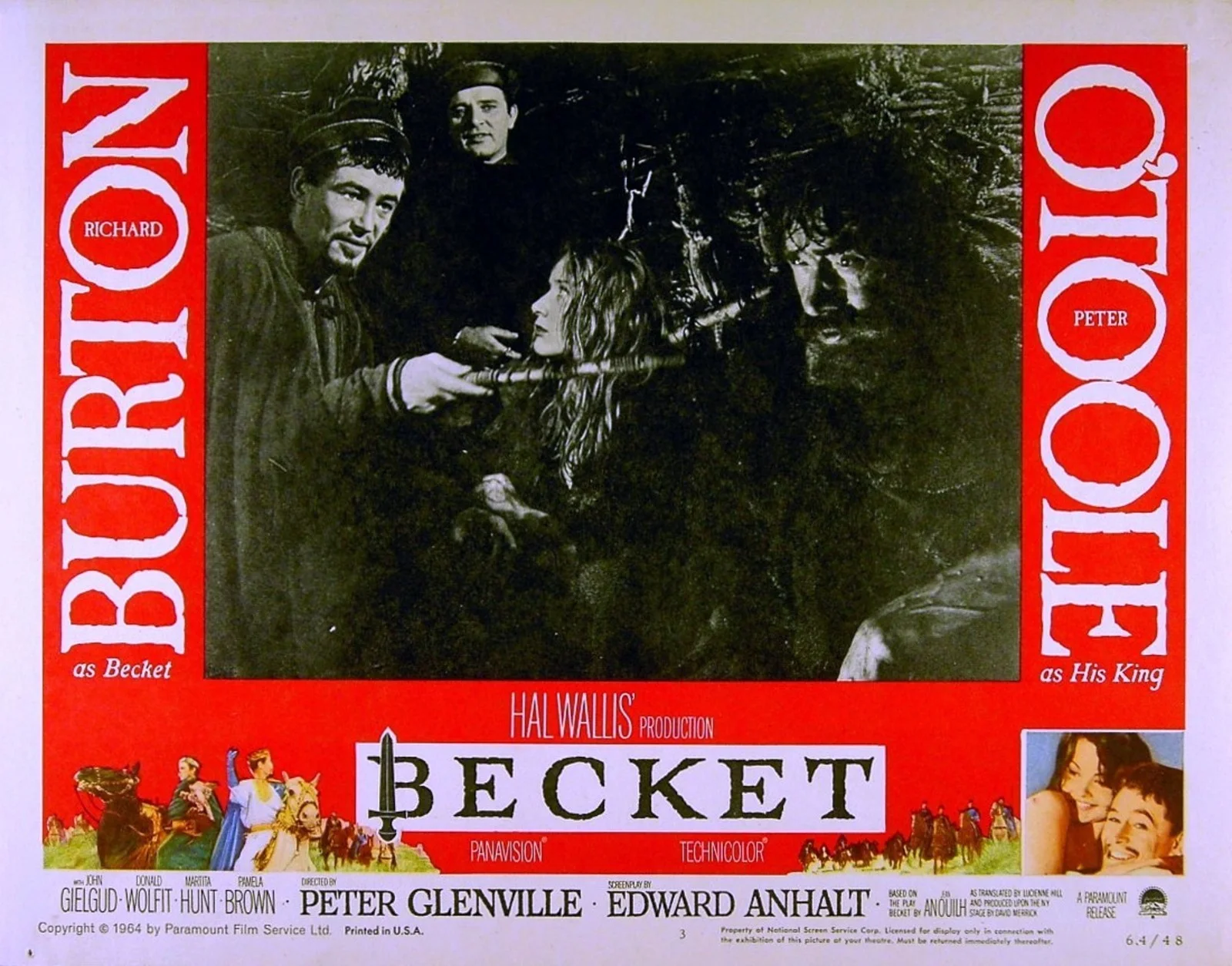 BECKET 1964 Richard Burton, Peter O'Toole - Jean Anouilh 4 LOBBY CARDS, изображение 2