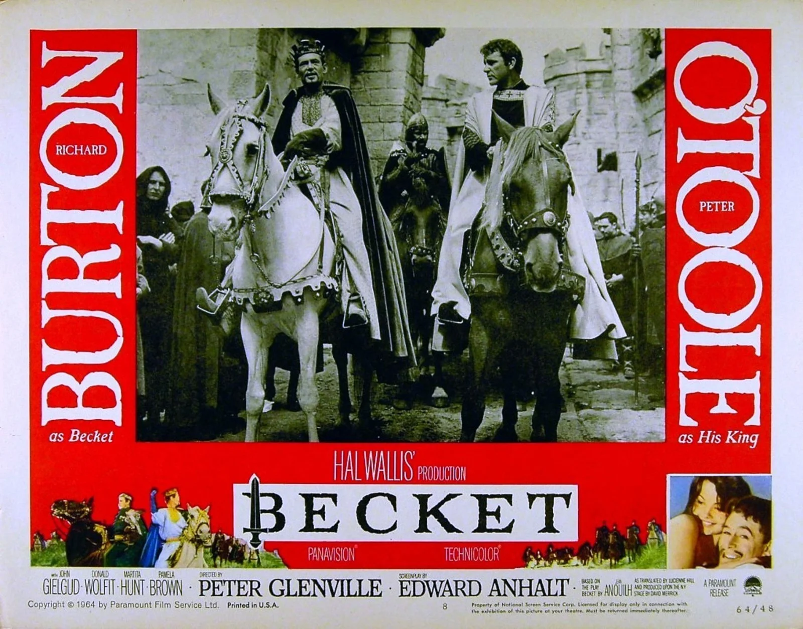 BECKET 1964 Richard Burton, Peter O'Toole - Jean Anouilh 4 LOBBY CARDS, изображение 4