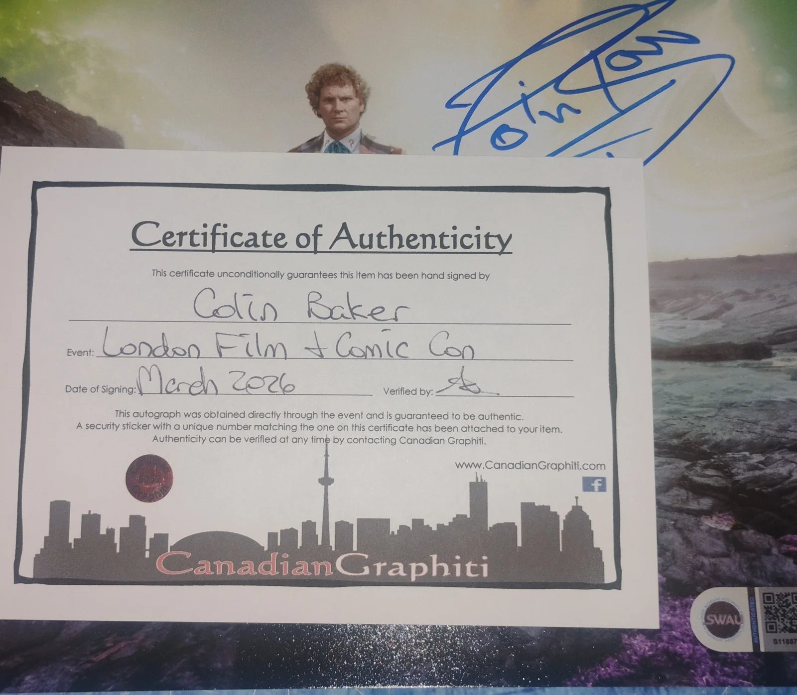 Colin Baker Hand Signed Autograph 8x10 Photo SWAU COA Doctor Who NO US TARIFF, изображение 5