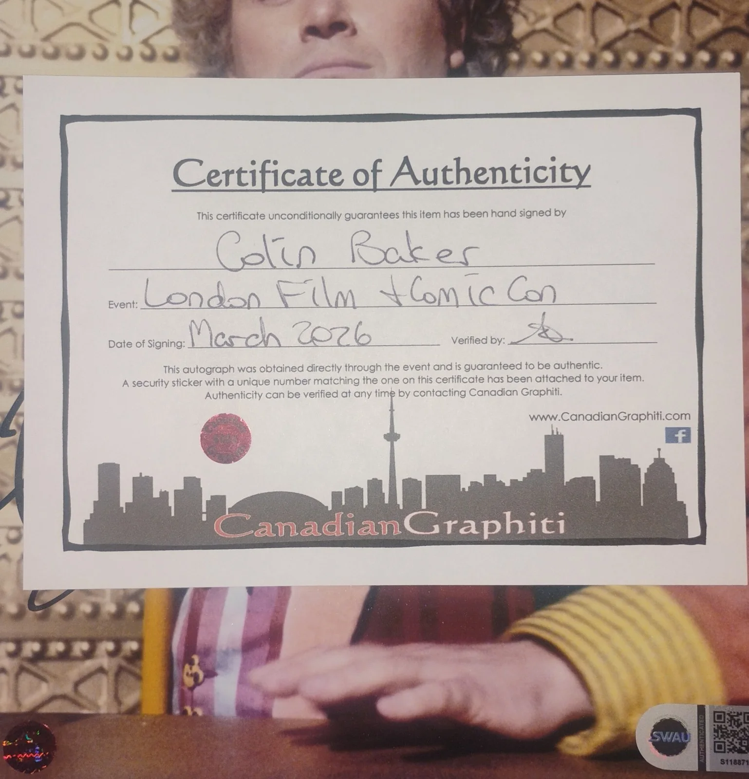 Colin Baker Hand Signed Autograph 8x10 Photo SWAU COA Doctor Who NO US TARIFF, изображение 5