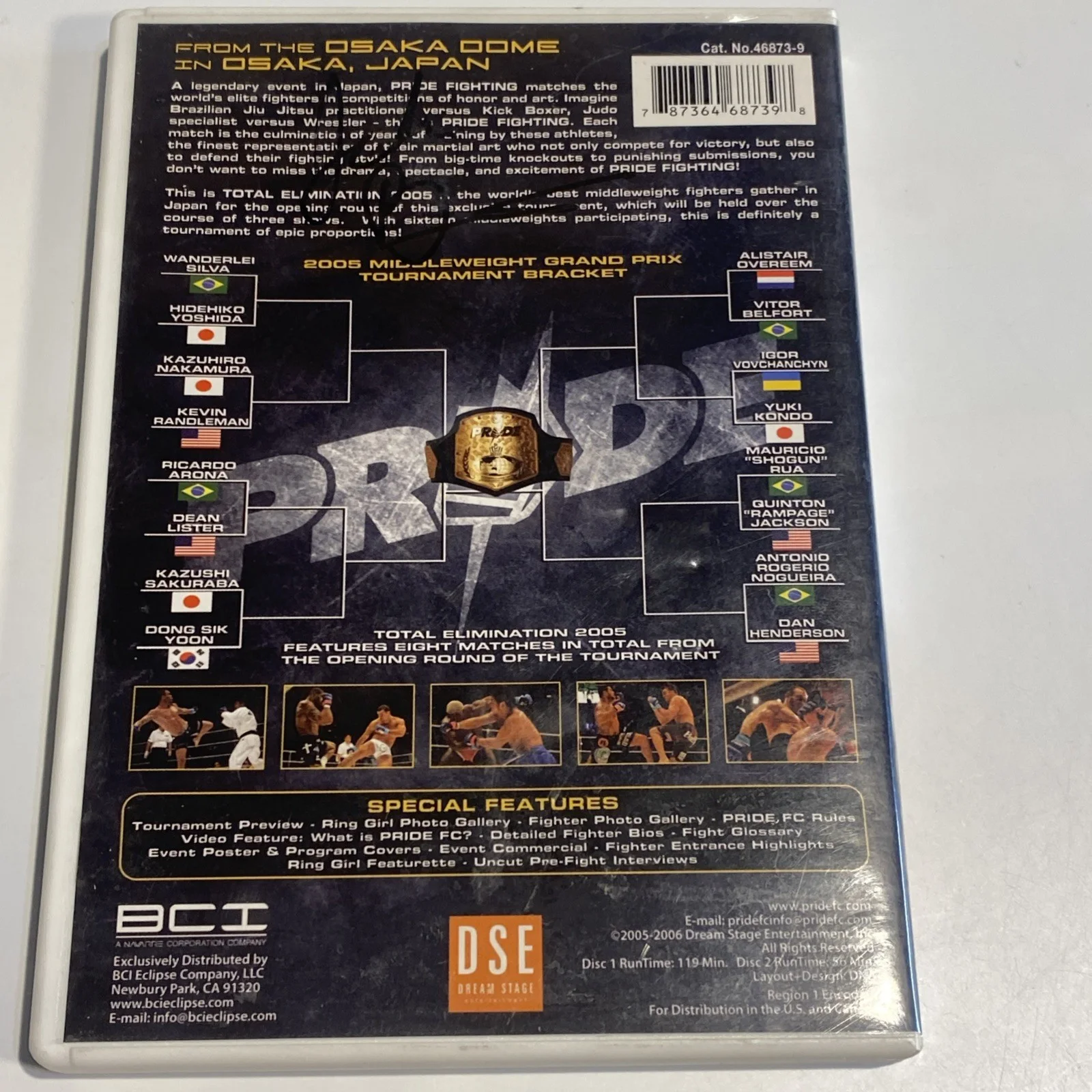 8 Fighters — Autographed Pride Fighting Championships Total Elimination 2005 DVD 2006-2-Disc, image 2